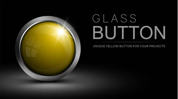 Üveg-sárga gomb, web design, és más projektek — Stock Vector
