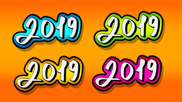 Text 2019. For decoration of New Year projects — Stock Vector