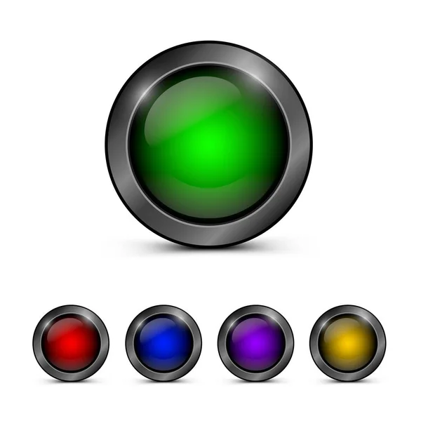 Conjunto de botones de vidrio multicolor — Vector de stock