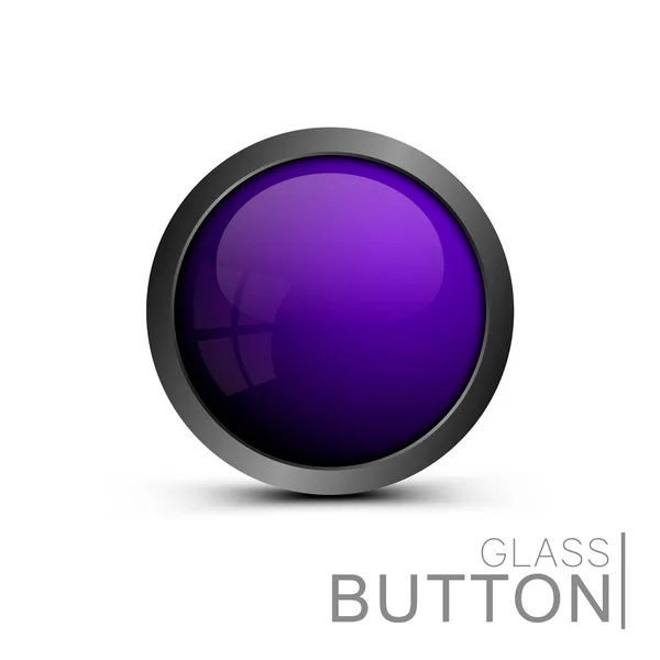 Botón de vidrio sobre fondo blanco — Vector de stock