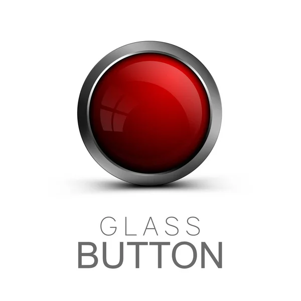 Glass button on white background — Stock Vector