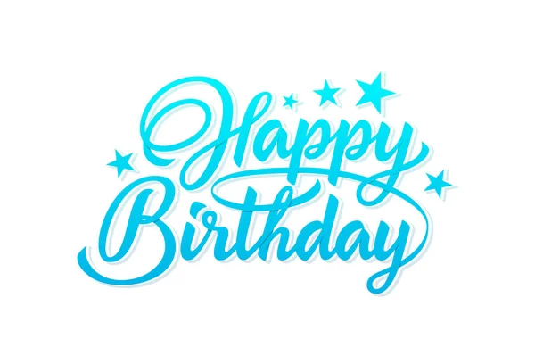 Happy Birthday blauw inscriptie. Afdrukken voor typografie — Stockvector