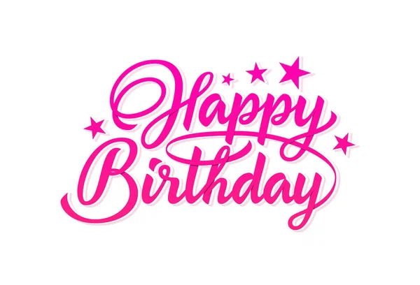 Růžový nápis Happy Birthday. Tisk z typografie — Stockový vektor