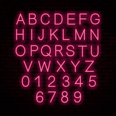 Neon kırmızı mektup. İngilizce alfabe