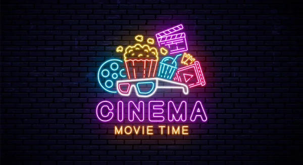 Neon znak dla kina — Wektor stockowy