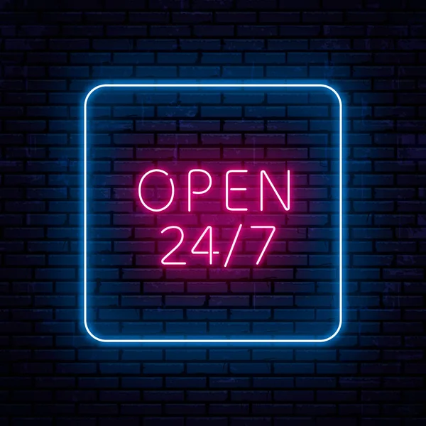 Gyönyörű neon felirat nyitott — Stock Vector