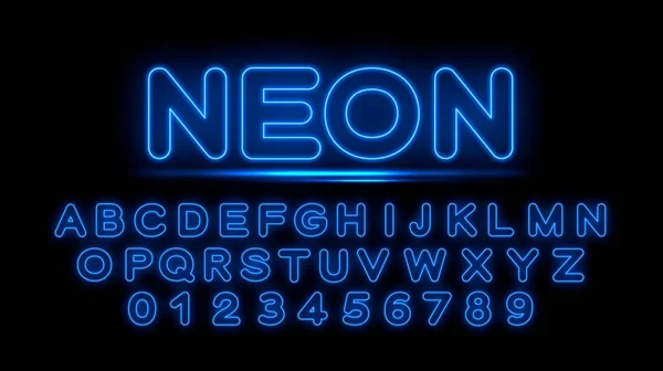 Blå neonbokstäver i det engelska alfabetet — Stock vektor
