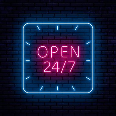 Güzel neon Yazıtı 24 saat haftada 7 gün açık