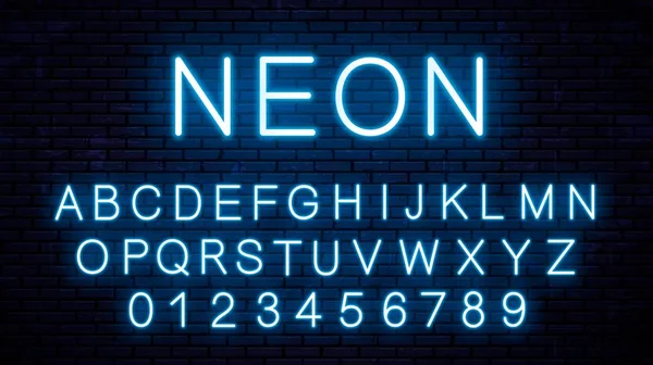 Blaue neonfarbene englische Buchstaben — Stockvektor