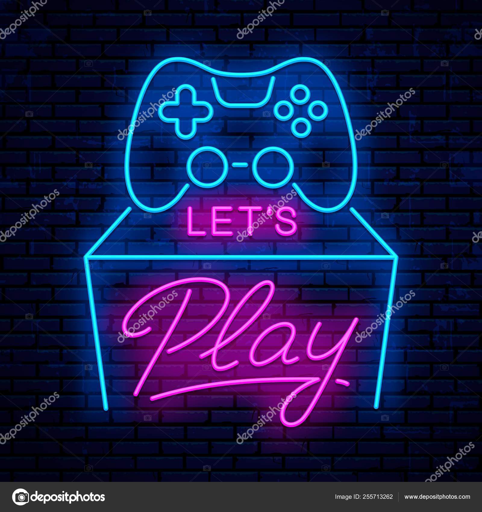 Let's play. Neon design — Vector
