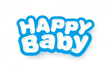 Mavi anahat ile Sevimli yazıt Mutlu bebek.