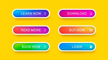 Sarı arka planda yalıtılmış soyut web düğmeleri.