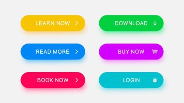 Parlak tek renkli web düğmeleri.