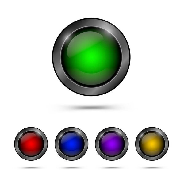 Set glass buttons for web design.