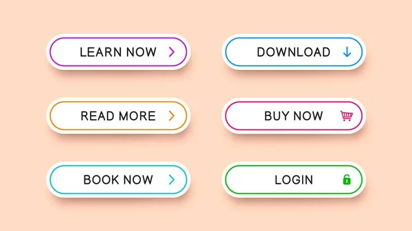 Векторные разноцветные кнопки для веб-дизайна . — стоковый вектор