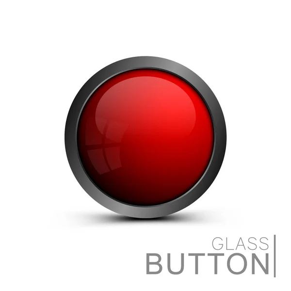 Shiny red button for web design. — Stock Vector