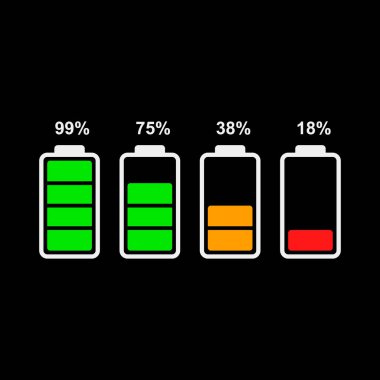 Pil seviyesi gösterge simgeleri kümesi.