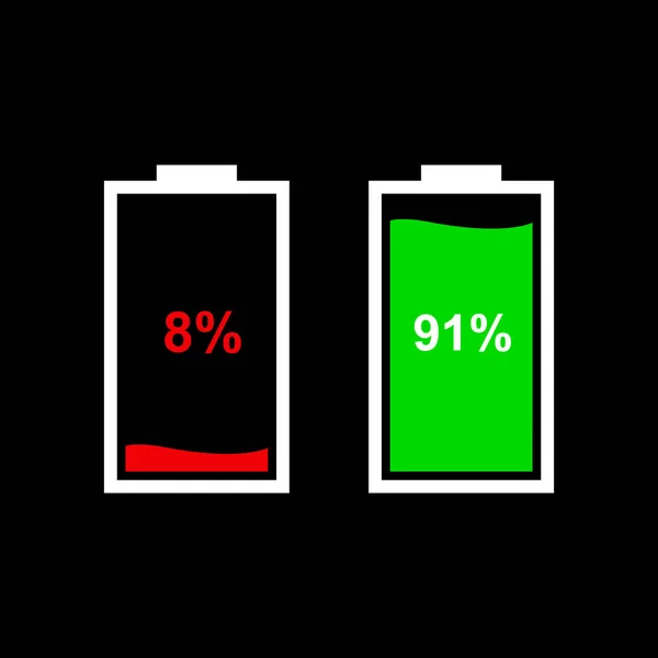 Set of battery level indicator icons. — Stock Vector