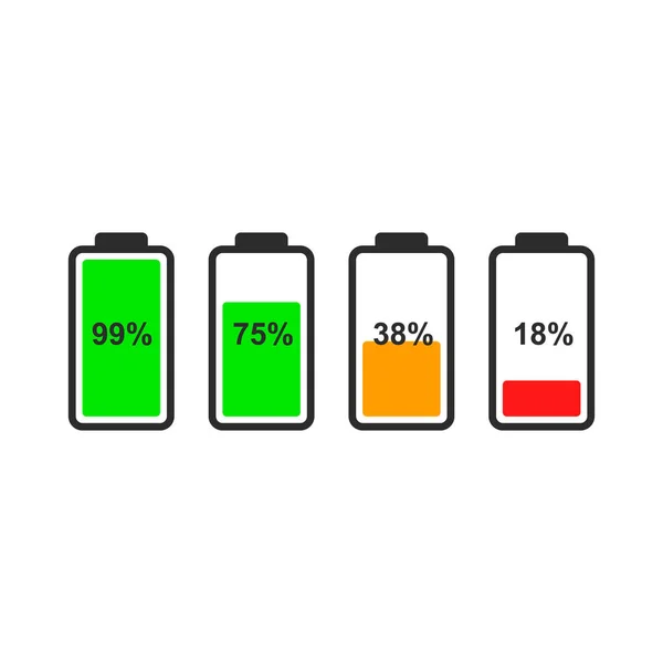 Set of battery level indicator icons. — Stock Vector