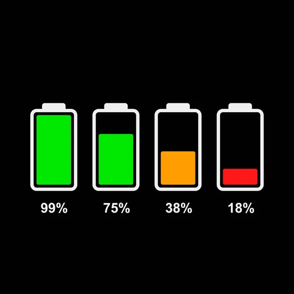 Satz von Batteriestandsanzeigesymbolen. — Stockvektor