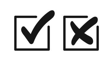 Onay işareti ve çapraz simge.
