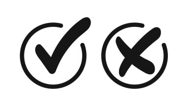 Onay işareti ve çapraz simge.