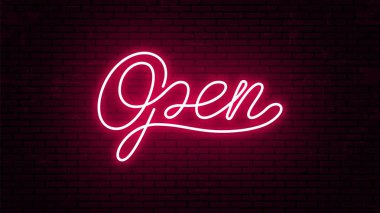 Tabela için açık, parlak kırmızı neon yazıt.