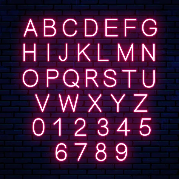 Heldere neon letters geïsoleerd op de achtergrond van de muur. — Stockvector