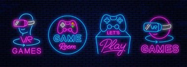 Oyun kulüplerinde dekorasyon için Neon simgeleri.