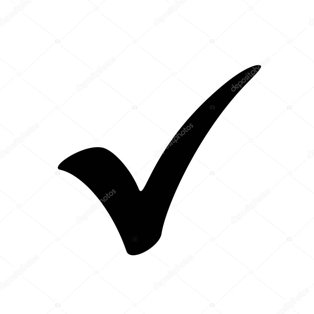 Vector check mark sign isolated on white. Checkmark symbol. Icon meaning yes.