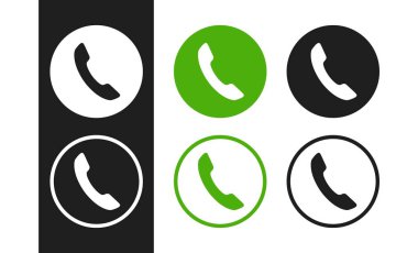 Telefon simgeleri beyaz arkaplanda ayarlandı.