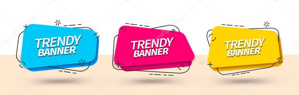 Modern set of abstract banners square shape. Vector bright template banners. Template ready for use in web or print design.