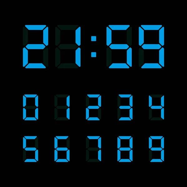 Blaue digitale Zahlen gesetzt. — Stockvektor