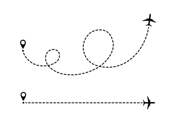 Flugzeugroute Punktierte Linien Touristische Route Mit Dem Flugzeug Tracks Reisender — Stockvektor