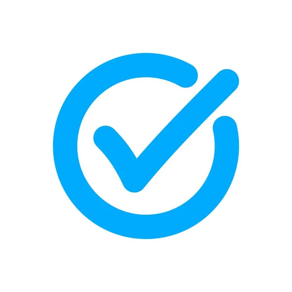 Ícone Marca Verificação Plana Azul Emblema Vetor Garantia Aprovado Aceite —  Vetores de Stock