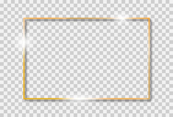 Χρυσό Πολυτελές Λαμπερό Λαμπερό Ρεαλιστικό Vintage Πλαίσιο Σκιές Διάνυσμα Χρυσό — Διανυσματικό Αρχείο