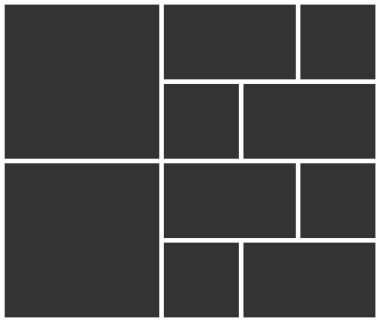 Şablonlar on kare fotoğraf kolajı. Poster çerçevesi modeli. Fotoğraf montajı için boş vektör kolajı düzeni.