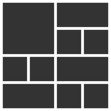 Şablon kolajı 10 kare fotoğraf. Poster çerçevesi modeli. Boş vektör çerçeveleri düzeni.