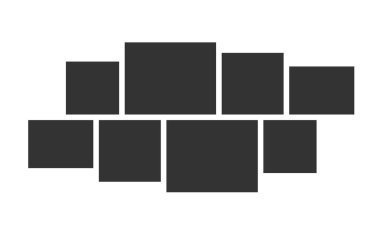 Fotoğraf kolajı düzeni. İç tasarım ve fotoğraf montajı için vektör şablonu. Duvar fotoğraf galerisi kompozisyonu.