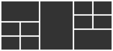 Şablon kolajı on bir çerçeve fotoğraf parçaları. Vektör posteri düzeni. 11 fotoğraf..