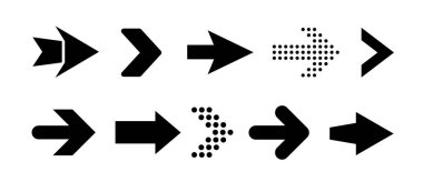 Ok simgesi. Büyük bir vektör düz ok kümesi. Web tasarımı, mobil uygulamalar, arayüz ve daha fazlası için kavram okları koleksiyonu.