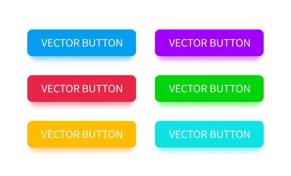 Botones Modernos Con Sombra Que Cae Estilo Plano Botones Multicolores — Vector de stock