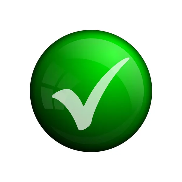 Contrassegno Verde Icona Elemento Concettuale Bottone Vetro Vettoriale Colore Verde — Vettoriale Stock