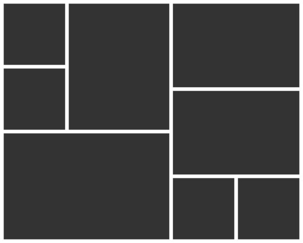 Макет коллажа для фотомонтажа. Шаблон из восьми частей кадра. Векторный фотоколлаж из 8 частей
.