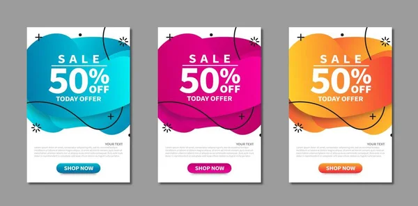Modern Set Abstract Sale Banners Vector Bright Discout Template Banners — Stock Vector