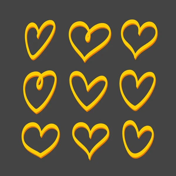 Сердца Порядке Векторные Изолированные Элементы Черном Фоне Логотип Сердца Украшения — стоковый вектор