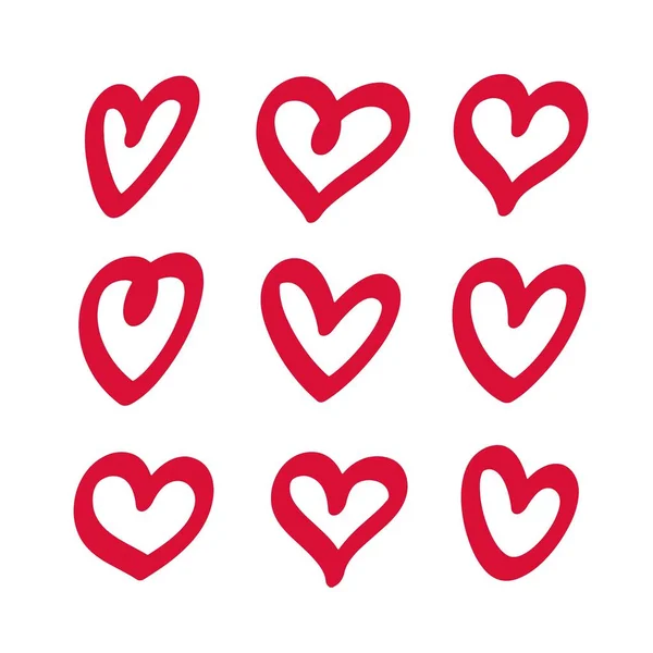 Handgezeichnete Herzen Auf Weißem Hintergrund Vector Lieben Gestaltungselemente Herzen Cliparts — Stockvektor