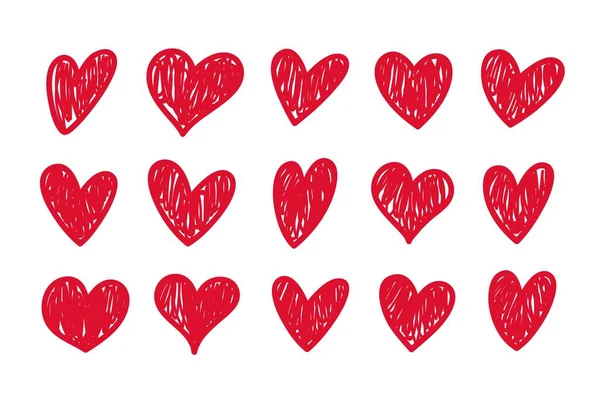 Doodle Hearts Set Vector Hand Drawn Love Heart Collection Your — Stock Vector