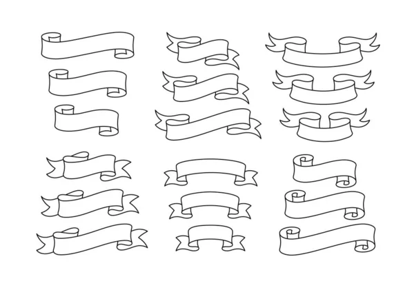 Ein Satz Linearer Bänder Moderne Flache Bänder Verschiedenen Formen — Stockvektor