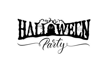 Cadılar Bayramı Partisi mesajı. Mezar taşıyla korkunç bir tatil yazısı. Cadılar Bayramı el yazısı çizildi.